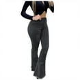 thumbnail image 1 of Bigersell Womens Flare Jeans Denim Jeans Clearance Ladies Flare Jeans Boyfriend Denim Pants Button Closure Washed Ripped Skinny Jeans Female Fitted Mid Waist Long Pants Style J-202 Black XL, 1 of 3