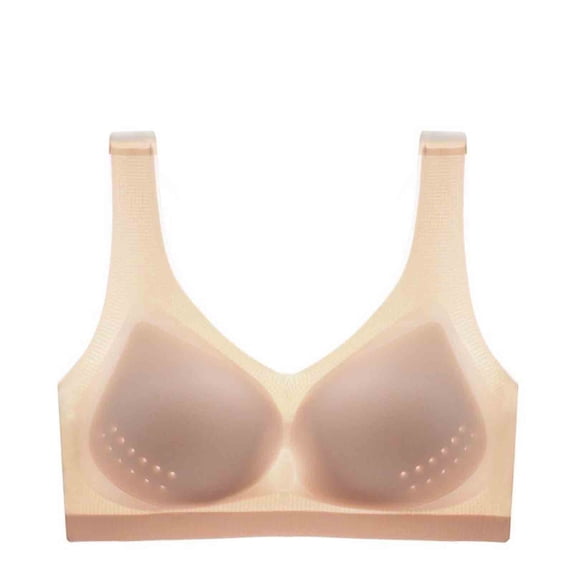 Bigersell Womens Full-Coverage Bra Sale Womens Sport Bra Convertible Bra Style R1562 V-Neck Back-Smoothing Bras Hook and Eye Bra Closure Women's Plus Size Bralettes Khaki M