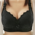 thumbnail image 1 of Bigersell Womens Full-Coverage Wireless Bras - Women Push up Padded Bras No Underwire Comfort Strap Ladies V-Neck Lace Wire-Free Bras Hook and Eye Bra Closure Sports Bras Black L, 1 of 4