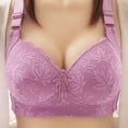 thumbnail image 1 of Bigersell Womens Full-Coverage Wireless Bras - Women Push up Padded Bras No Underwire Comfort Strap Ladies V-Neck Lace Wire-Free Bras Hook and Eye Bra Closure Sports Bras Purple 3XL, 1 of 4