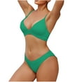 thumbnail image 1 of Bigersell Womens High Cut Bikini Sets, V-Neck Spaghetti Straps 2 Piece Bathing Suits, Tie Back Lace up Vacation Swimsuits Swimwear for Beach & Pool Green XL, 1 of 3