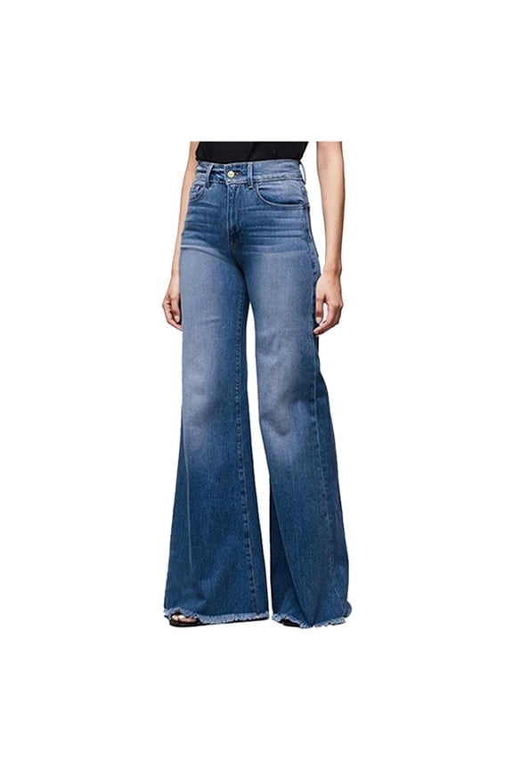 Womens Jeans Boot Cut Jeggings Sale Boot Cut Jeans Ladies Slim Straight Denim Pants Button Closure Distressed Black Skinny Jeans Female Fitted High Waist Cropped Pants Style J-74 Navy S