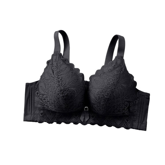 Bigersell Womens Lace Bralette Comfort Strap V-Neck Push up Bras for Women Wireless Sports Bras Hook and Eye Closure Wire-Free Everyday Bras Underwear Q-4-Black 38