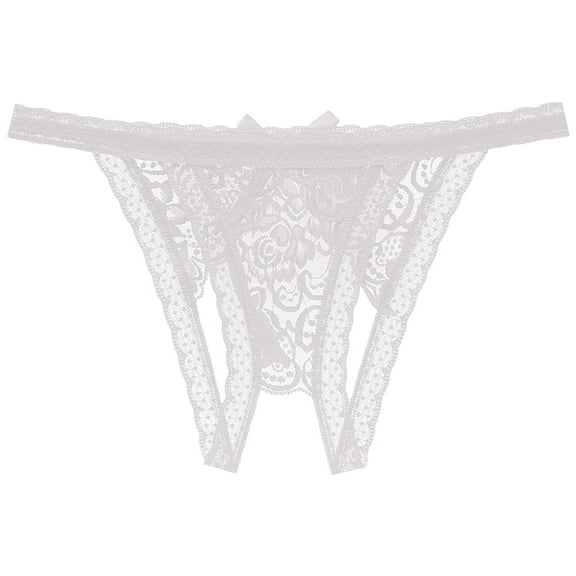 Bigersell Womens Lace Briefs - Ladies Crotchless G-String Thongs Underwear for Women Lingerie Panties Gray One Size