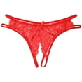 thumbnail image 1 of Bigersell Womens Lace G-String Thongs Crotchless Lingerie Panties Underwear Cut Out Strappy Lace Briefs Women’s Underpants Red One Size, 1 of 8