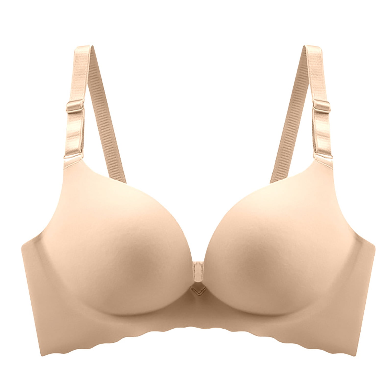 Bigersell Womens Push up Bras Seamless T-Shirt Bra Back-Smoothing Solid  Color Wireless Padded Brassiere Sports Bras for Women Back Hook and Eye  Closure Everyday Bras Underwear R-0-Beige L 