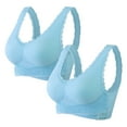 thumbnail image 1 of Bigersell Womens Sport Bra Clearance 2pc Womens Sports Bras Plus Size T-Shirt Bra Style R2749 V-Neck Lightly Lined Bras Hook and Eye Bra Closure Women Size Comtable Sports Bras Light Blue 4XL, 1 of 9