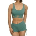 thumbnail image 1 of Bigersell Womens Sports Swimsuits with Boy Shorts, Trendy Front Wrap Ribbed Crop Tops Bikini Sets, High Waist Two Piece Swimsuits Tie Back Bathing Suits Swimwear for Beach & Pool Green-a S, 1 of 4