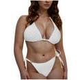 thumbnail image 1 of Bigersell Womens String Bikini Swimsuits, Tie Side Thong Swimsuit for Women Halter Bikini Sets Spaghetti Straps Bathing Suits 2 Piece Swimwear White XL, 1 of 5