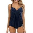 thumbnail image 1 of Bigersell Womens Tankinis Bathing Suits, Trendy Front Ruched Two Piece Swimsuits, 2 Piece Tankinis Sets with Shorts Vacation Swimwear Navy M, 1 of 5