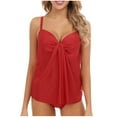 thumbnail image 1 of Bigersell Womens Tankinis Bathing Suits, Trendy Front Ruched Two Piece Swimsuits, 2 Piece Tankinis Sets with Shorts Vacation Swimwear Red XXL, 1 of 5