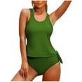 thumbnail image 1 of Bigersell Womens Tankinis Bathing Suits, Trendy Tie Knot Swim Tank Tops Two Piece Swimsuits with Shorts Tankinis Sets Vacation Swimwear Green-1 M, 1 of 5