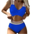 thumbnail image 1 of Bigersell Womens Tankinis Sets with Boy Shorts, Striped Print Two Piece Swimsuits, Soft Cut Padded Tankinis Bathing Suits Swimwear 2 Piece Bikini Sets Blue L, 1 of 5