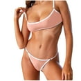 thumbnail image 1 of Bigersell Womens Thong Swimsuits, Spaghetti Straps Bikini Sets, 2 Piece Bathing Suits Swimwear for Beach & Pool Push Up Padded Vacation Two Piece Swimsuits Pinks L, 1 of 4