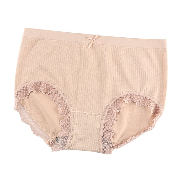 Bigersell Womens Underwear Seamless Clearance Plus Size Panties Briefs Panty Style P-4 Polyester Cheeky Panties Ladies Thongs Briefs High Waist Women's Panties Beige F