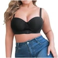 thumbnail image 1 of Bigersell Womens Underwire T-shirt Bra - Plus Size Push-up Padded Bras - Front/Back Hook & Eye Closure Comfortable Breathable Everyday Bras Black 90D, 1 of 9