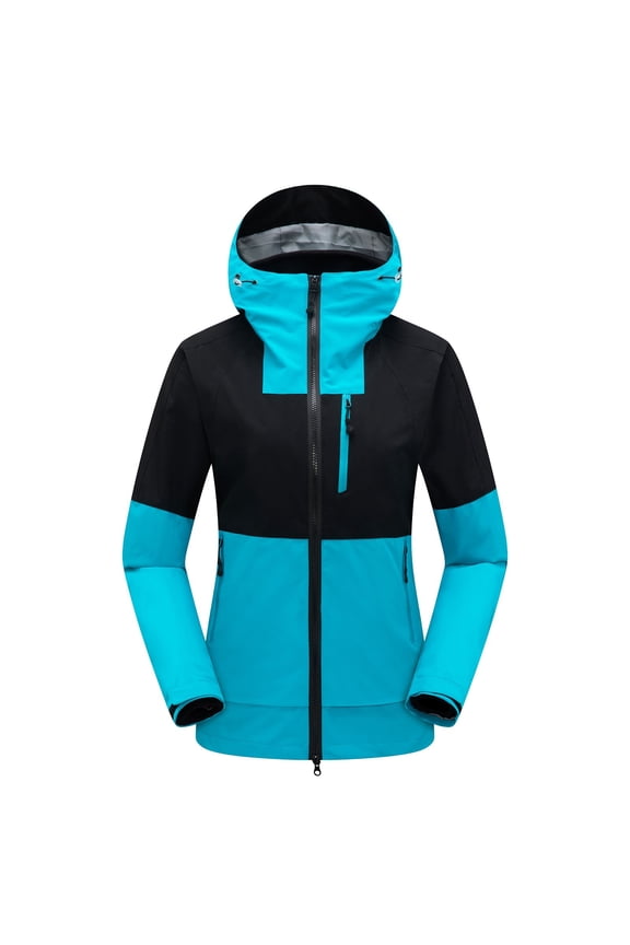 Womens Winter Lightweight Coats Ski Suits Fall and Winter Women Rain Jackets Outdoor Removable Waterproof Keeping Warm Thicken Hooded Patchwork Raincoat Ski Suit Female Zip up Jackets