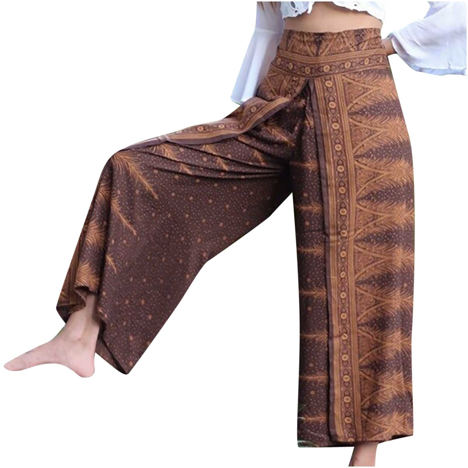 Bigersell Stretch Pant for Women Full Length Pants Women Lady Casual  Flowers print Elastic Girdle Waist Wide Leg Pants Trousers Ladies' Shaping  Bootcut Pants 