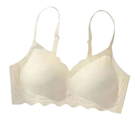 Bigersell Womens Wireless Bras - Ladies Padded Push up Bras No Underwire Back Hook and Eye Closure Everyday Bras Underwear Women Seamless Wire-Free Bra Beige S