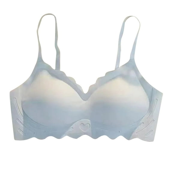 Bigersell Womens Wireless Bras - Ladies Padded Push up Bras No Underwire Back Hook and Eye Closure Everyday Bras Underwear Women Seamless Wire-Free Bra Blue S