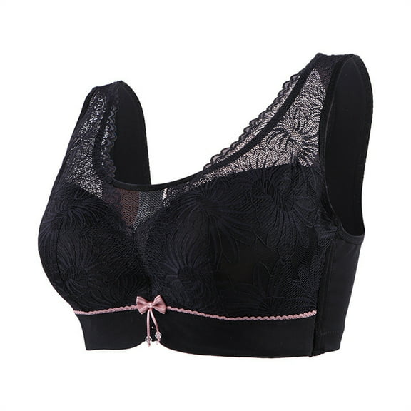 Bigersell Workout Bra Trendy Woman's Lace Embroidered Seamless Comfortable Breathable Bra Underwear No Underwire Lace Bra Style F-669 Black 40