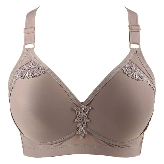 Bigersell Workout Bra Women Fashion Solid Comfortable Bra Underwear No Underwire Veryday Bras Regular Size Nursing Sleep Bra, Style 13694, Khaki 38B