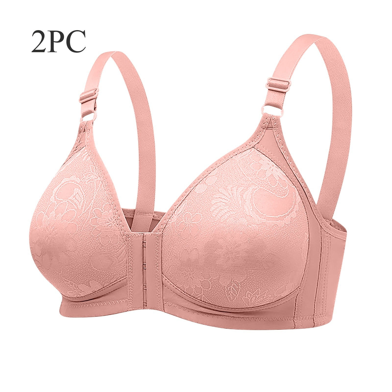 Bigersell Workout Bras for Women High Support Clearance 2pc Comt Bras Sets  V-Neck Balconette Bra Style B-73 Front Buckle Bra Closure Padded Wire-Free  Bra Pack Pink M 