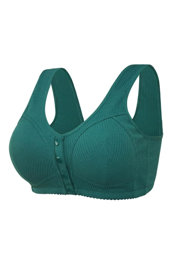 Workout Bras for Women High Support Summer Comfort Bras for Women T-Shirt Bra Style B2618 V-Neck No Underwire Bras Front Button Bra Closure Big & Tall Size Push up Bras Plus Size Green 42
