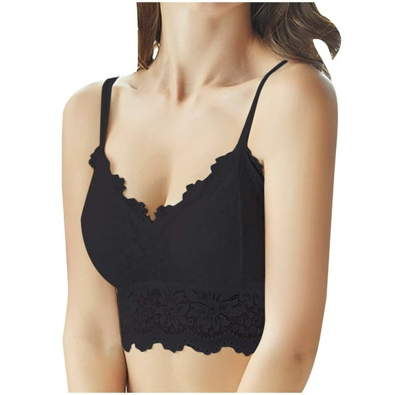 Bigersell Workout Bras for Women High Support Summer Comfort Bras for Women No Underwire Bra Style R1276 V-Neck Pullover Bras Pull-On Bra Closure Women's Plus Size Front Closure Wireless Bras Black L