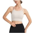 thumbnail image 1 of Bigersell Workout Crop Tops for Women Strappy Back Wireless Yoga Sports Bras Ribbed Sleeveless Cropped Tank Tops with Built in Bras Pull-On Closure Padded Bra Wire-Free Bralette White S, 1 of 7