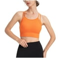 thumbnail image 1 of Bigersell Workout Crop Tops for Women Strappy Back Wireless Yoga Sports Bras Ribbed Sleeveless Cropped Tank Tops with Built in Bras Pull-On Closure Padded Bra Wire-Free Bralette Orange S, 1 of 6