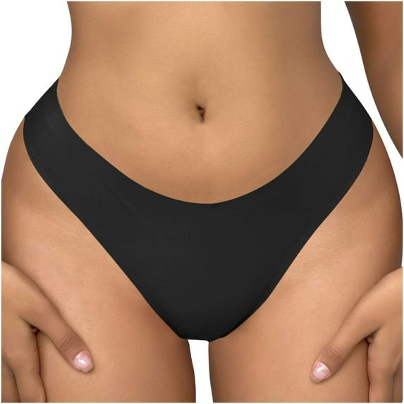 Bigersell Workout Underwear for Women Clearance Bikini Panties Women Tangas Panty Style P-1439 Spandex Thong Panties Seamless Thongs Ladies Briefs High Waist Women's Panties Black M