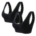 thumbnail image 1 of Bigersell Yoga Bra for Women Sale 2pc Yoga Sports Bra Lace Bra Style R2742 V-Neck Padded Bras Hook and Eye Bra Closure Women's Plus Size Wirefree Bra Black 4XL, 1 of 8