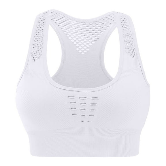 Bigersell Yoga Bras for Women Clearance Bras for Women Plus Size Training Bra Style R4028 V-Neck Pullover Bras Hook and Eye Bra Closure Women's Plus Size Yoga Strappy Sports Bra White L