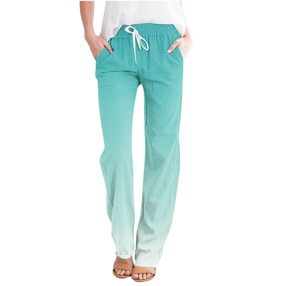 Bigersell Yoga Pants With Pockets For Women Flare-Leg Pants High Waisted Long Trousers Pant Style P-12 Classic Fitted Casual Loose Pants Y-12-Sky Blue L