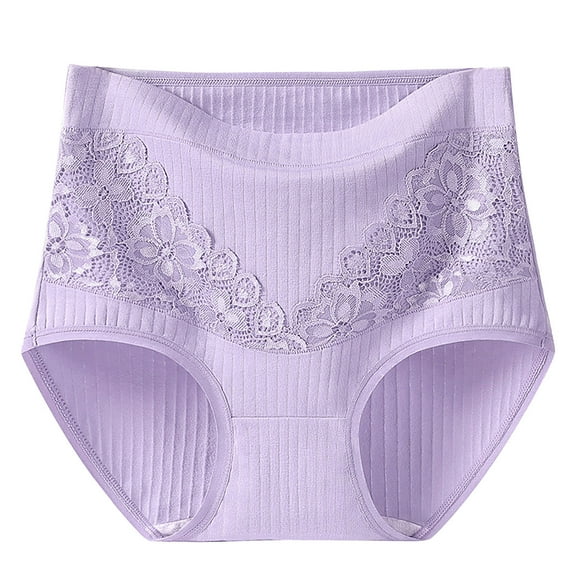 Bigersell High Waisted Thong Underwear Clearance Lace Panties Seamless Panty Style P-1779 Polyester Cheeky Panties Cotton Thong Underwear Ladies Briefs High Waist Women's Panties Purple 4Xl
