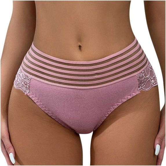 Bigersell Lace Underwear Clearance Womans Underwear Briefs Panty Style P-1436 Polyester Cheeky Panties High Waisted Thong Underwear Briefs High Waist Women's Panties Pink M