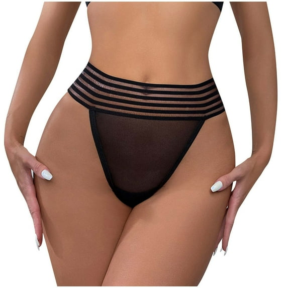 Bigersell Panties Clearance Woman Underwear Cheeky Panty Style P-1432 Nylon Brief Panties G String Thong Briefs Mid Waist Women Cheeky Panties Black L