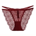 thumbnail image 1 of Bigersell String Bikini Underwear for Women Clearance Lace Underwear G-Strings Panty Style P-568 Nylon Period Panties Seamless Thong Briefs Mid Waist Women's Bikini Panties Wine L, 1 of 8