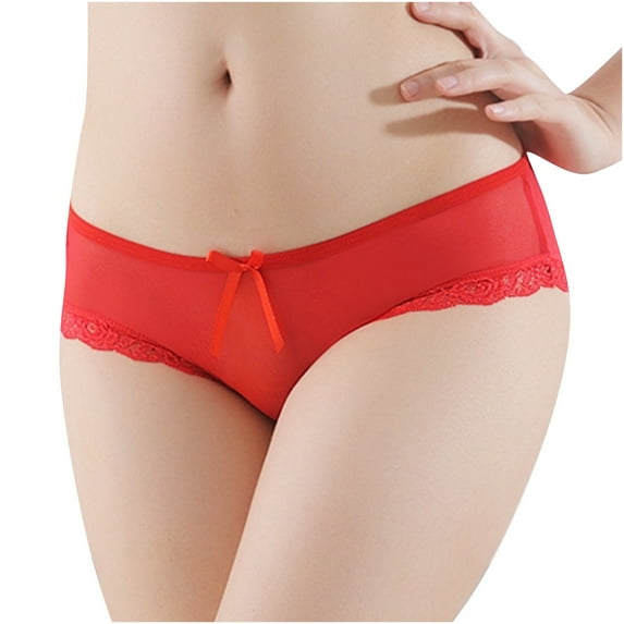 Bigersell Thermal Underwear Clearance Womens Underwear Boyshorts Bikini Panty Style P-1496 Spandex Shaping Panties Lace Thongs Ladies Briefs High Waist Women's Bikini Panties Red S