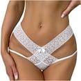 thumbnail image 1 of Bigersell Thong Underwear Women Clearance Lace Panties Cheeky Panty Style P-656 Nylon Brief Panties Ladies Thongs Briefs Mid Waist Women Cheeky Panties White XL, 1 of 7