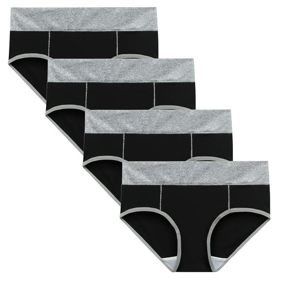 Bigersell Woman Underwear Cotton Clearance High Waisted Cotton Underwear Women Tangas Panty Style P-1285 Spandex Thong Panties High Waisted Thongs Ladies Briefs High Waist Women's Panties Black L