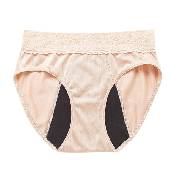 Bigersell Women Cotton Underwear Clearance Cute Panties Period Panty Style P-949 Spandex Shaping Panties Ladies Underwear Thong Briefs High Waist Women's Panties Beige S
