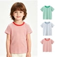 thumbnail image 1 of Bigetiay 3 Packs Kids Striped Short Sleeve Crewneck T Shirts Tops Tee Clothes for Toddler Baby Boy 3-4 Years, 1 of 9