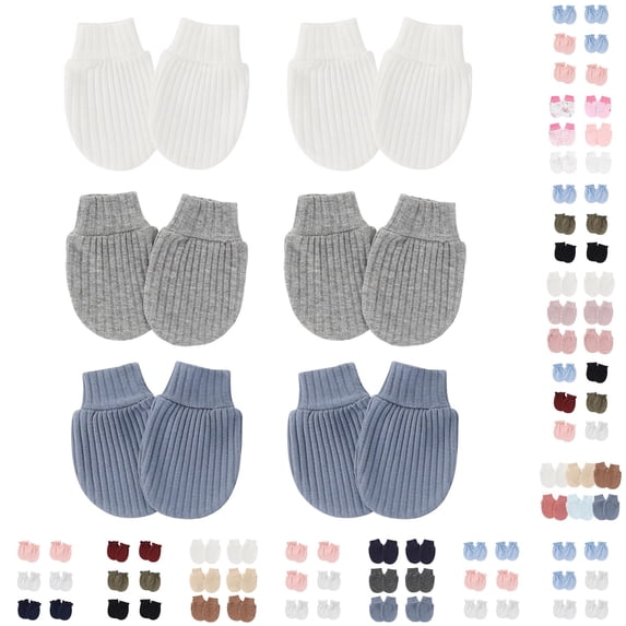 Bigetiay 6 Pairs Solid Color Gloves Set, Size 0â6 Months, Size 0-6 Months