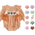 thumbnail image 1 of Bigetiay Baby Girl Halloween Outfit Long Sleeve Bodysuit Cartoon Print Party Outfit Bow Romper, Size 6-12 Months, 1 of 4
