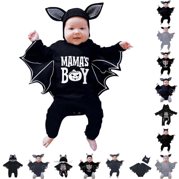 Bigetiay Bat Outfit Toddler,Toddler Halloween Outfit Boy Baby Boys Girls Romper With Hat Outfit Party Outfit, Size 6-12 Months