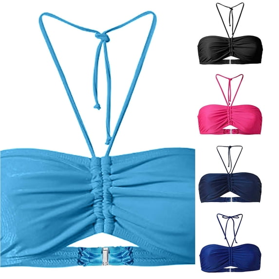 Bigetiay Bikini Tops For Women String Halter Swimsuit Bathing Suit Top Minimalist Push Up Swim Tops No Bottom, Size L