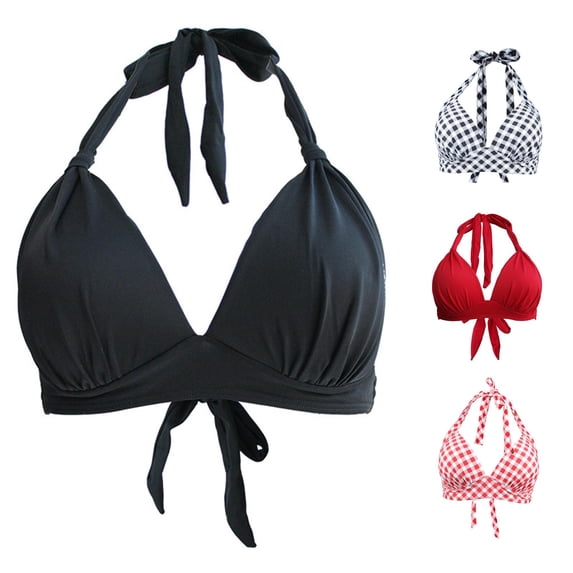 Bigetiay Bikini Tops For Women Twist Front Top Bathing Suit Retro Push Up Swim Tops No Bottom, Size XXXL
