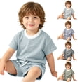 thumbnail image 1 of Bigetiay Boy Summer Outfits Classic Short Sleeve T-Shirt with Short Outfits Boys Clothes 12-18 Months, 1 of 4